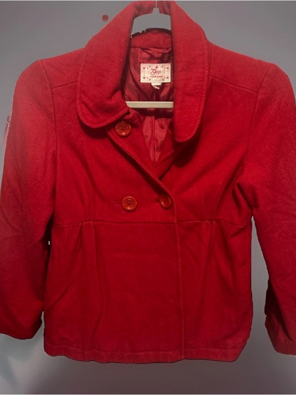 Vintage GAP Kids Red Double-Breasted Peacoat for Kids 5/6